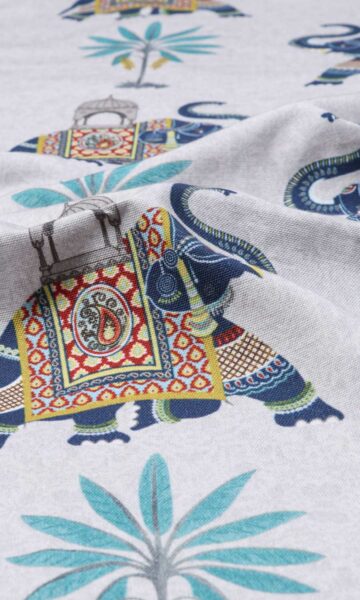 'Baran' Fabric Swatch (Grey/ Blue)