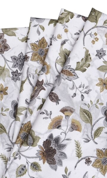'Aafreen' Fabric Swatch (White/ Grey/ Green)