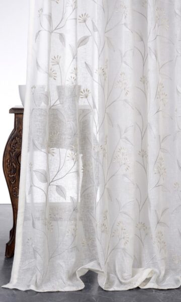 Embroidery Floral Sheer Window Curtains