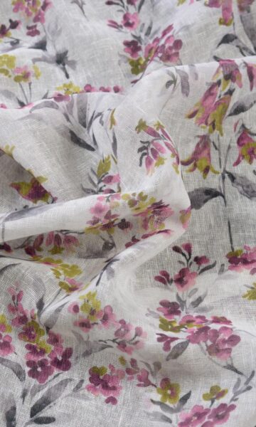 'Fresh Orchid' Floral Fabric Swatch (Pink/ Grey)