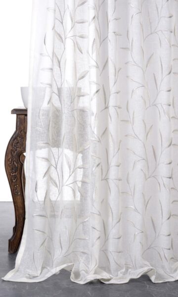 White & Gray Sheer Window Curtains