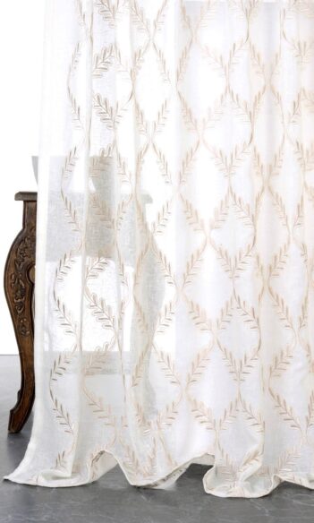 White & Beige Sheer Window Curtains