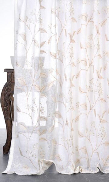 'Iris Tip' Embroidery Sheer Window Curtains
