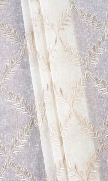 'Looking Glass' Fabric Swatch (White/ Beige)