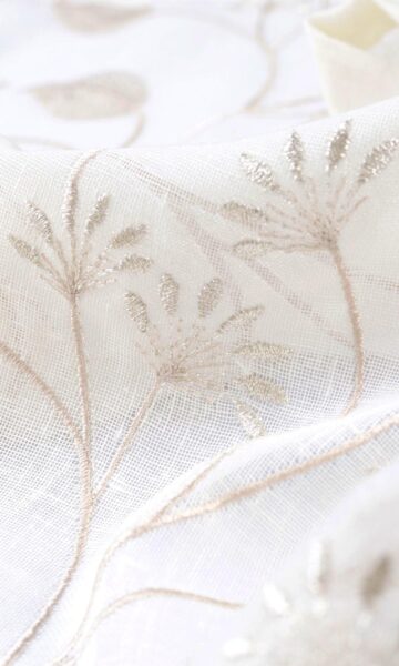 Embroidery Fabric Swatch (White/ Beige)