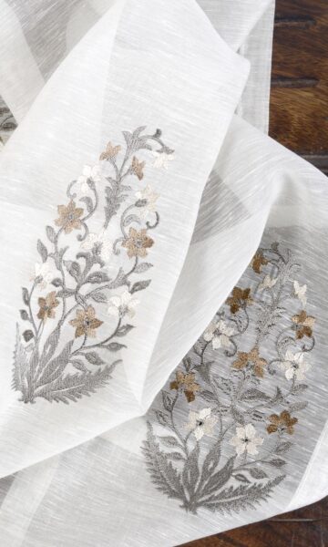 'Snehal' Fabric Swatch (White/ Grey/ Brown)
