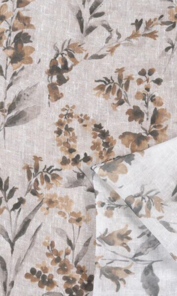 'Old Gold' Floral Fabric Swatch (Beige/ Brown)