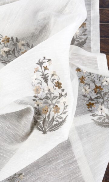 'Snehal' Fabric Swatch (White/ Grey/ Brown)