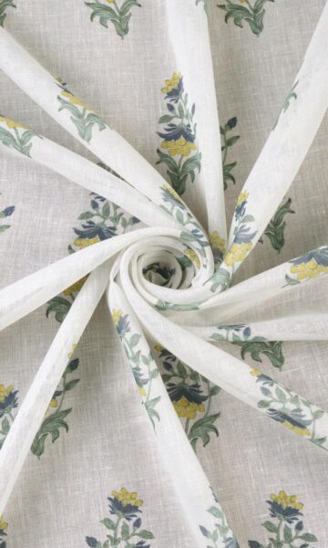 'Lush Heaven' Fabric Swatch (White/ Green/ Yellow)