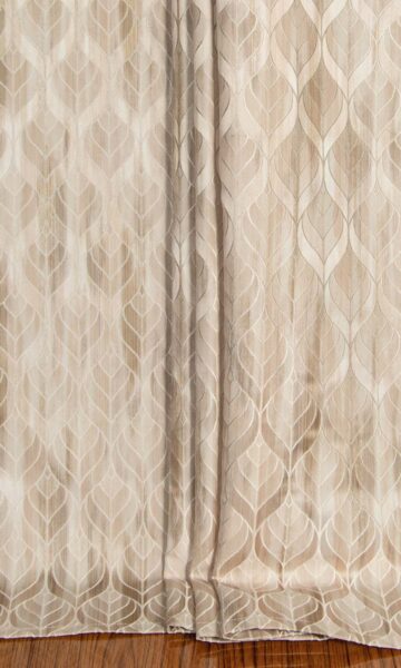 Pale Beige & Brown Petal Patterned Window Curtains for Living Room