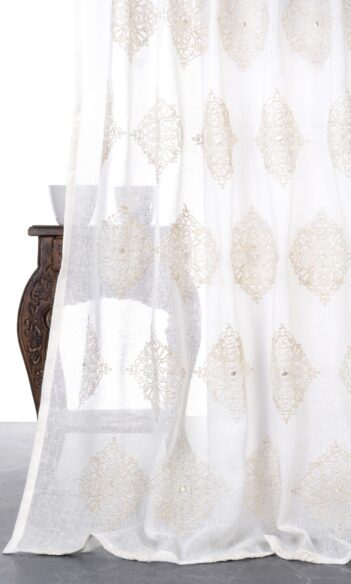 White & Cream Sheer Window Curtains