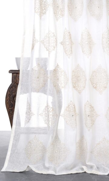 White & Cream Sheer Window Curtains