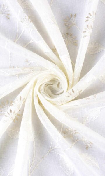 'Cream Pudding' Embroidery Fabric Swatch (White/ Cream)