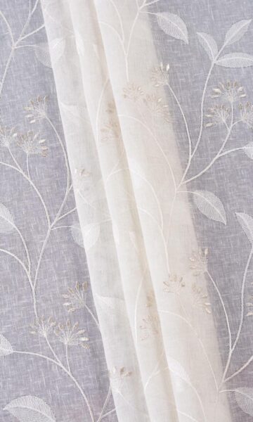 'Cream Pudding' Embroidery Fabric Swatch (White/ Cream)