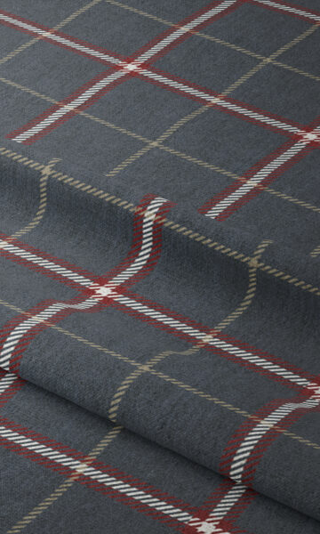 'Dry Crust' Geometric Patterned Custom Drapes (Slate Grey/ Red) - Image 3