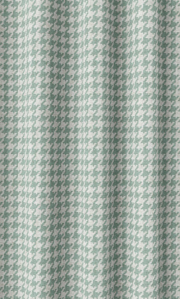 'January Morn' Houndstooth Print Bespoke Curtains (Blue/ White)