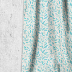 'Tasmania' Botanical Print Custom Drapes (Eggshell White/ Blue)