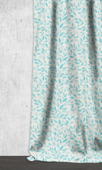 'Tasmania' Fabric Swatch (Eggshell White/ Blue)