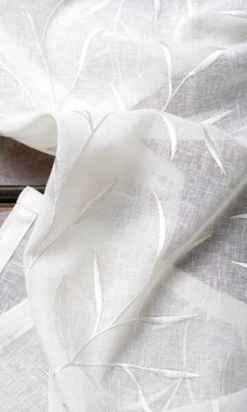 'Cotton Wool' Sheer Floral Embroidery Custom Drapes (White/ Cream) - Image 3