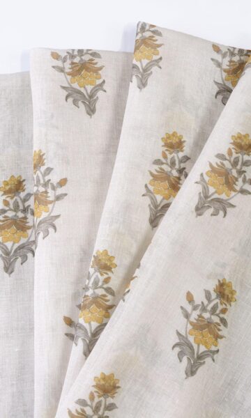 'Arivu' Sheer Floral Made-to-Measure Curtains (Cream/ Yellow) - Image 4
