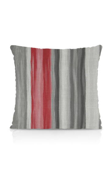 'On-Screen Kiss' Modern Striped Made-to-Order Drapery (Grey/ Red) - Image 3