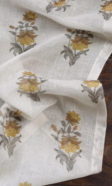 'Arivu' Sheer Floral Made-to-Measure Curtains (Cream/ Yellow) - Image 6