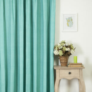 'London Blue' Plain Cotton Made-to-Measure Curtain Panels (Blue)