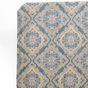 'Blue Royale' Damask Velvet Bespoke Drapery (Beige/ Brown/ Blue)