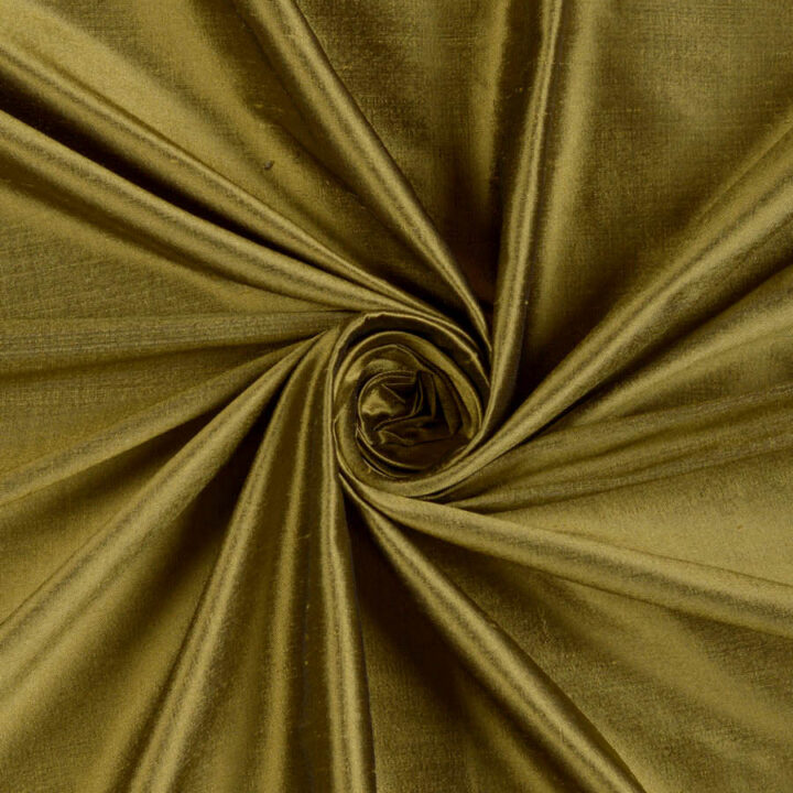 ‘Cakil’ Shantung Silk Custom Size Curtains (Olive Green)