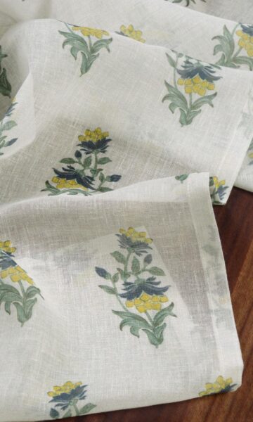 'Lush Heaven' Fabric by the Yard (White/ Green/ Yellow) - Image 4