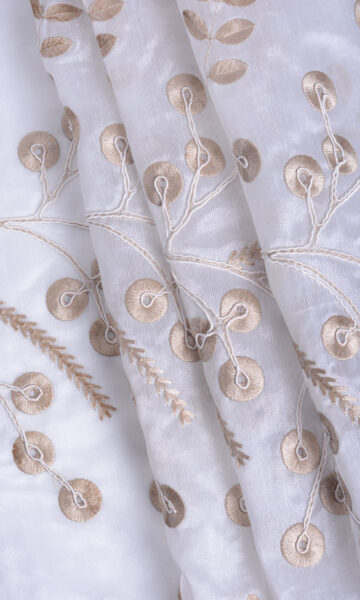 'Gold Mist' Nature Inspired Sheer Bespoke Drapes (White/ Golden Beige) - Image 3