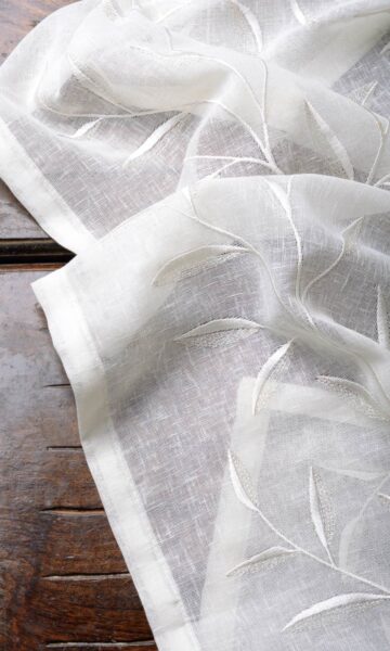 'Cotton Wool' Sheer Floral Embroidery Custom Drapes (White/ Cream) - Image 2