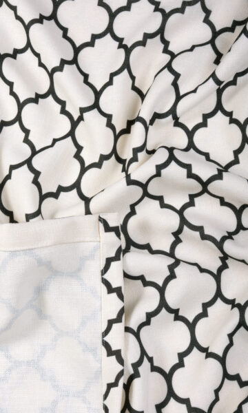 'Caton' Moroccan Tiled Custom Curtains (Cream/ Black) - Image 7