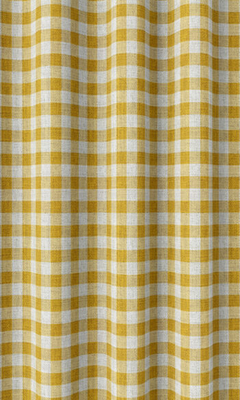 'Summer Orchid' Checked Custom Drapery (Deep Yellow/ White)