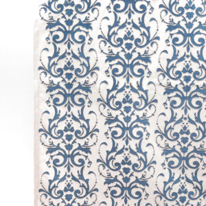 'Brittany Inn' Damask Made-to-Measure Curtains (White/ Blue)