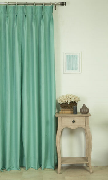 'Weston Seafoam Blue' Faux Silk Bespoke Curtains (Seagreen Blue)