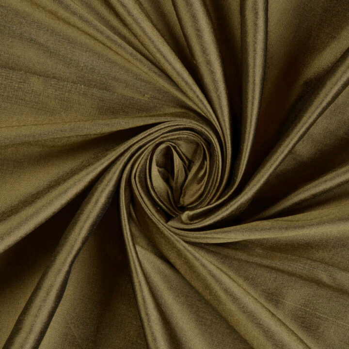 ‘Cair’ Shantung Silk Custom Size Curtains (Dark Olive Green)