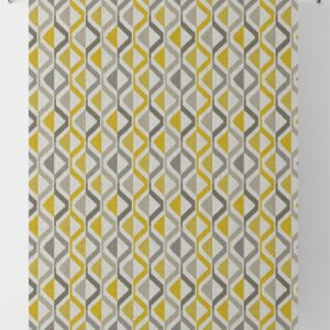 'Rayo Sol' Geometric Striped Bespoke Curtains (Yellow/ Grey)