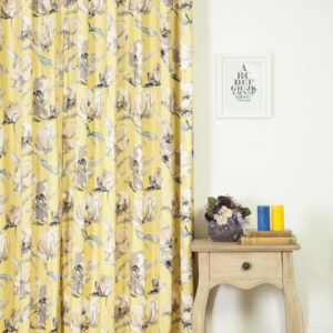 'London in Yellow' Floral Cotton Custom Size Curtains (Yellow)