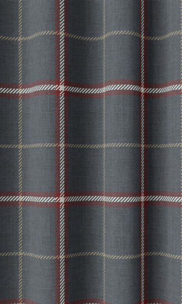 'Dry Crust' Geometric Patterned Custom Drapes (Slate Grey/ Red)