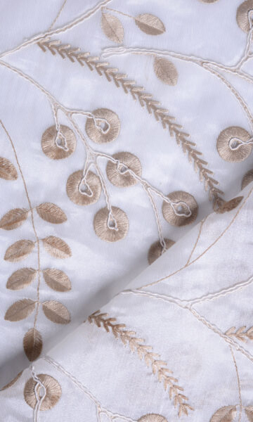 'Gold Mist' Nature Inspired Sheer Bespoke Drapes (White/ Golden Beige) - Image 6