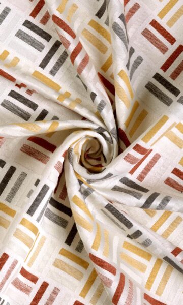 'Luz' Woven Geometric Custom Drapes (Red/ Yellow/ Black/ White) - Image 6