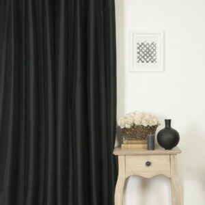 'Weston Limo Black' Faux Silk Custom Size Curtains (Black/ Grey)