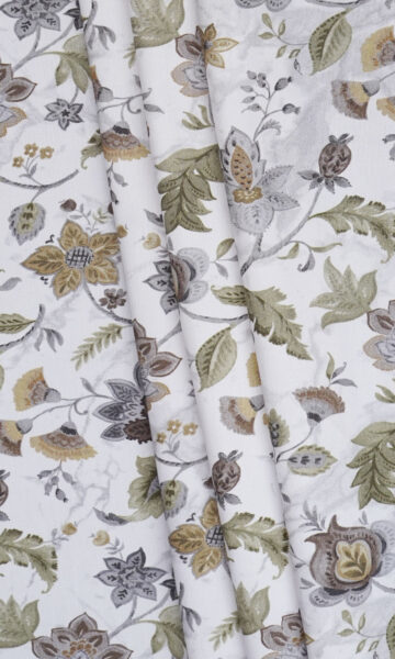 'Aafreen' Fabric Swatch (White/ Grey/ Green) - Image 6