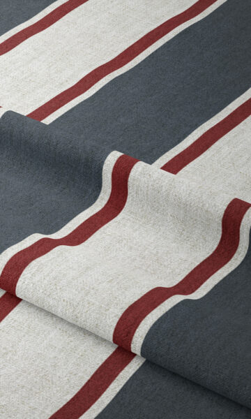 'Night Sky' Striped Made-to-Measure Curtains (Slate Grey/ Red) - Image 3