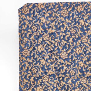 'Navy Regal' Floral Velvet Bespoke Drapes (Beige/ Brown/ Blue)