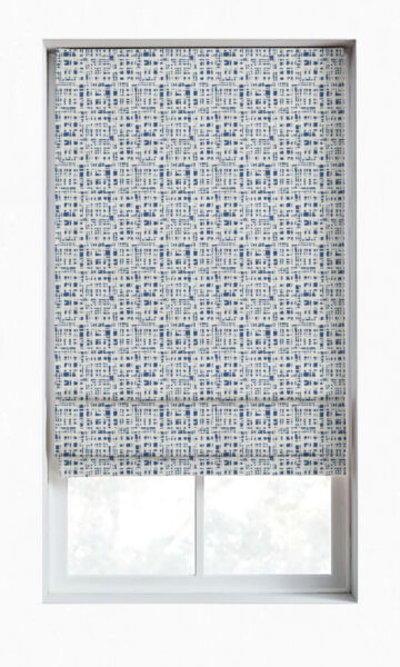 'Flyway' Abstract Print Bespoke Drapery (Eggshell White/ Blue) - Image 2