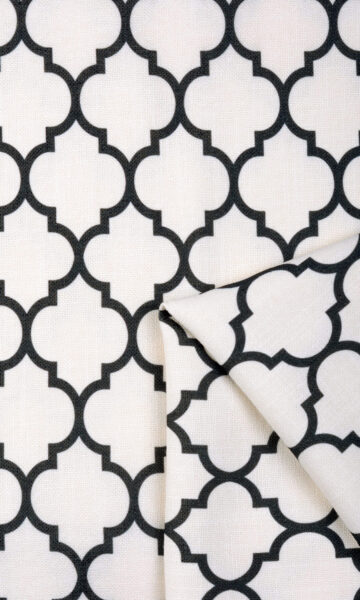 'Caton' Moroccan Tiled Custom Curtains (Cream/ Black) - Image 3