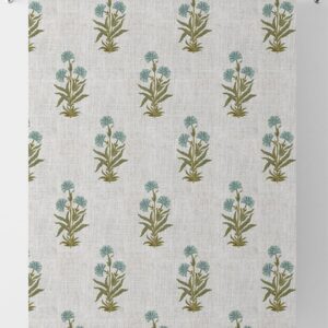 'Amer' Modern Floral Custom Drapes (Green/ Blue/ White)