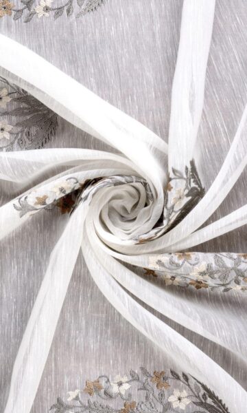 'Snehal' Fabric by the Yard (White/ Grey/ Brown) - Image 3